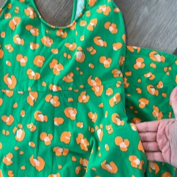 Tabitha Brown Target Dress Size S Green Orange Sleeveless Animal Print Midi - Picture 7 of 7